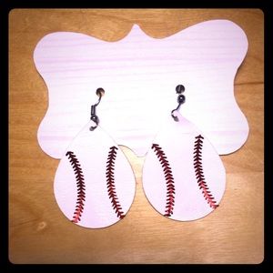Faux leather Baseball earrings